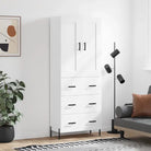 Trendy hoge kast van bewerkt hout met duurzame charme - Dressoirs & buffetkasten