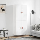 Trendy hoge kast van bewerkt hout met duurzame charme - Hoogglans wit / 1 / 2 deuren - Dressoirs & buffetkasten