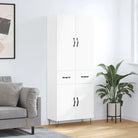 Trendy hoge kast van bewerkt hout met duurzame charme - Wit / 1 / 2 deuren 2 lades - Dressoirs & buffetkasten