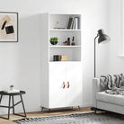 Trendy hoge kast van bewerkt hout met duurzame charme - Wit / 1 / 2 deuren - Dressoirs & buffetkasten