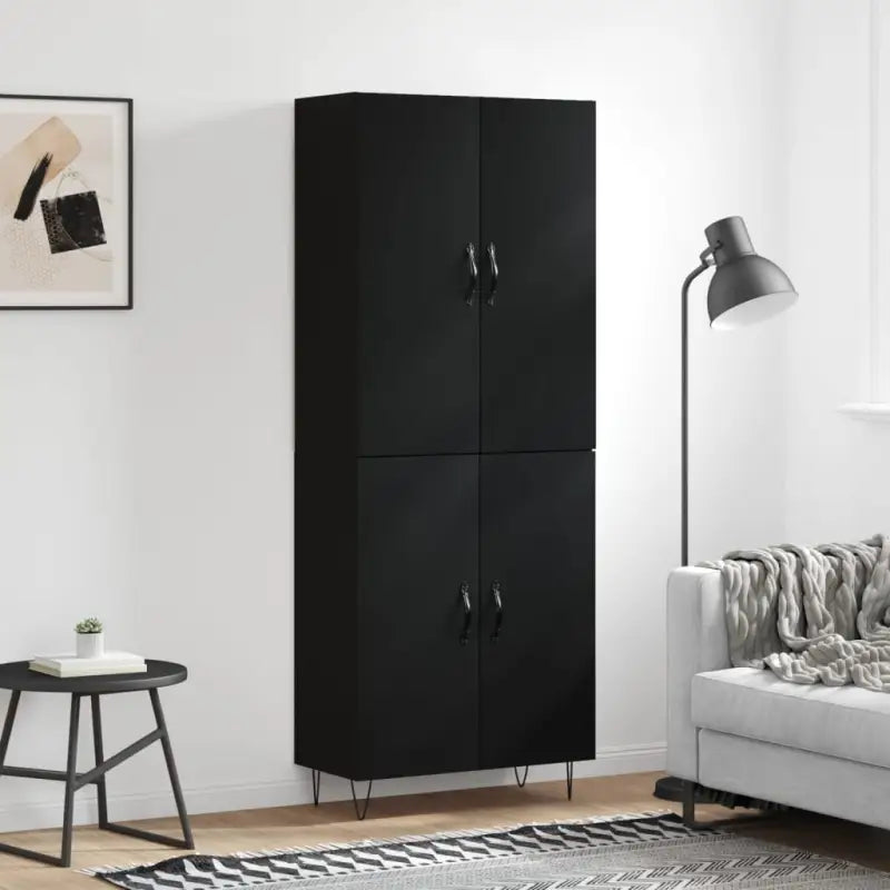Trendy hoge kast van bewerkt hout met duurzame charme - Zwart / 1 / 2 deuren - Dressoirs & buffetkasten