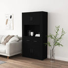 Trendy hoge kast van bewerkt hout met duurzame en stabiele constructie - Zwart / 1 - Dressoirs & buffetkasten