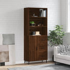 Trendy hoge kast van bewerkt hout met duurzame en stabiele constructie - bruin eikenkleur / 1 / 1 deur 3 lades