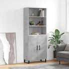 Trendy hoge kast van bewerkt hout met duurzame kwaliteit - Betongrijs / 1 / 2 deuren - Dressoirs & buffetkasten