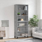 Trendy hoge kast van bewerkt hout met duurzame kwaliteit - Betongrijs / 1 / 3 schappen - Dressoirs & buffetkasten