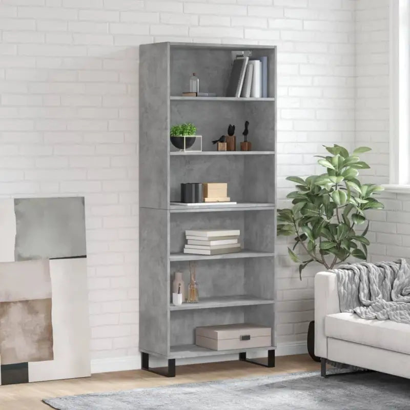 Trendy hoge kast van bewerkt hout met duurzame kwaliteit - Betongrijs / 1 / 3 schappen - Dressoirs & buffetkasten