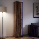 Trendy hoge kast van bewerkt hout met duurzame kwaliteit - bruin eikenkleur / 1 / 41.5 cm - Dressoirs & buffetkasten