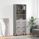 Trendy hoge kast van bewerkt hout met duurzame kwaliteit - Grijs sonoma / 1 / 3 lades - Dressoirs & buffetkasten