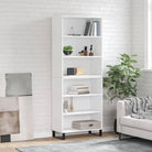 Trendy hoge kast van bewerkt hout met duurzame kwaliteit - Wit / 1 / 3 schappen - Dressoirs & buffetkasten