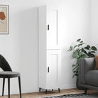 Trendy hoge kast van bewerkt hout met duurzame kwaliteit - Wit / 1 / 1 houten deur - Dressoirs & buffetkasten