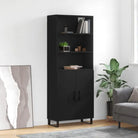 Trendy hoge kast van bewerkt hout met duurzame kwaliteit - Zwart / 1 / 2 deuren - Dressoirs & buffetkasten