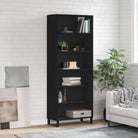 Trendy hoge kast van bewerkt hout met duurzame kwaliteit - Zwart / 1 / 3 schappen - Dressoirs & buffetkasten