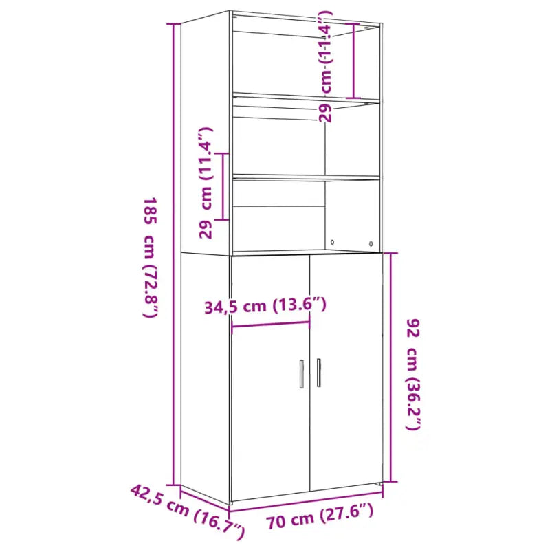 Trendy hoge kast van bewerkt hout met elegante charme - Dressoirs & buffetkasten