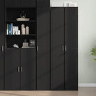 Trendy hoge kast van bewerkt hout met elegante uitstraling - Zwart / 1 - Dressoirs & buffetkasten