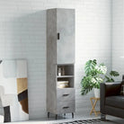 Trendy hoge kast van bewerkt hout voor een uniek interieur - Betongrijs / 1 / 2 lades 2 schappen - Dressoirs &
