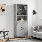 Trendy hoge kast van duurzaam bewerkt hout met charmante uitstraling - Betongrijs / 1 / 2 deuren - Dressoirs &