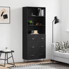 Trendy hoge kast van duurzaam bewerkt hout met charmante uitstraling - Zwart / 1 / 3 lades - Dressoirs & buffetkasten