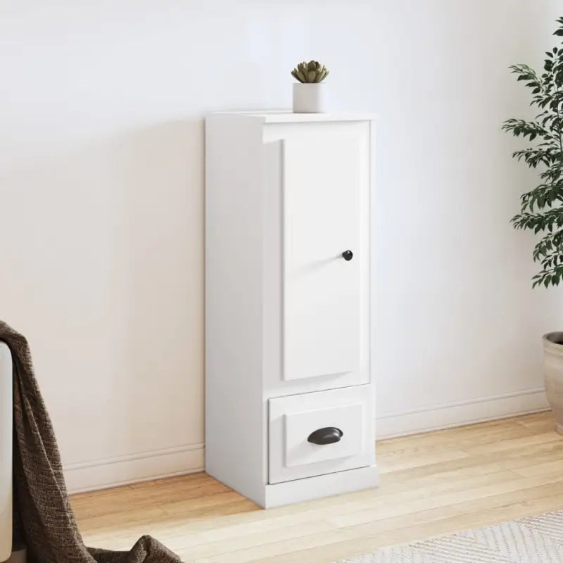 Trendy hoge kast van duurzaam bewerkt hout met charmante uitstraling - Wit / 1 - Dressoirs & buffetkasten