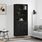 Trendy hoge kast van duurzaam bewerkt hout met charmante uitstraling - Zwart / 1 / 1 houten deur 3 lades - Dressoirs &