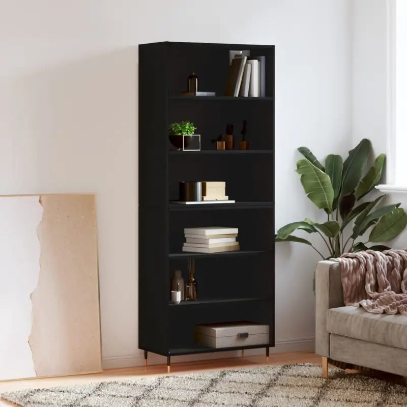Trendy hoge kast van duurzaam bewerkt hout voor een uniek interieur - Zwart / 1 / 3 schappen - Dressoirs & buffetkasten