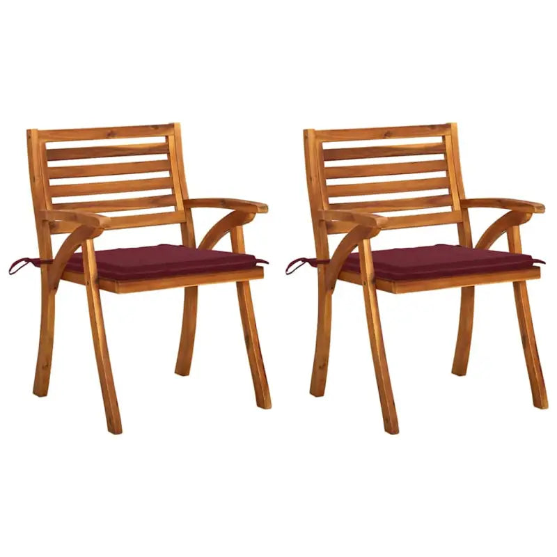 Trendy houten tuinstoelen set van massief acaciahout met sets touwtjes - Wijnrood / 2 - Tuinstoelen