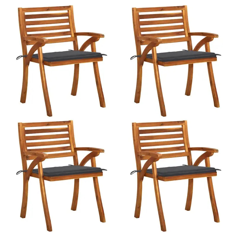Trendy houten tuinstoelen set van massief acaciahout met sets touwtjes - Antraciet / 4 - Tuinstoelen