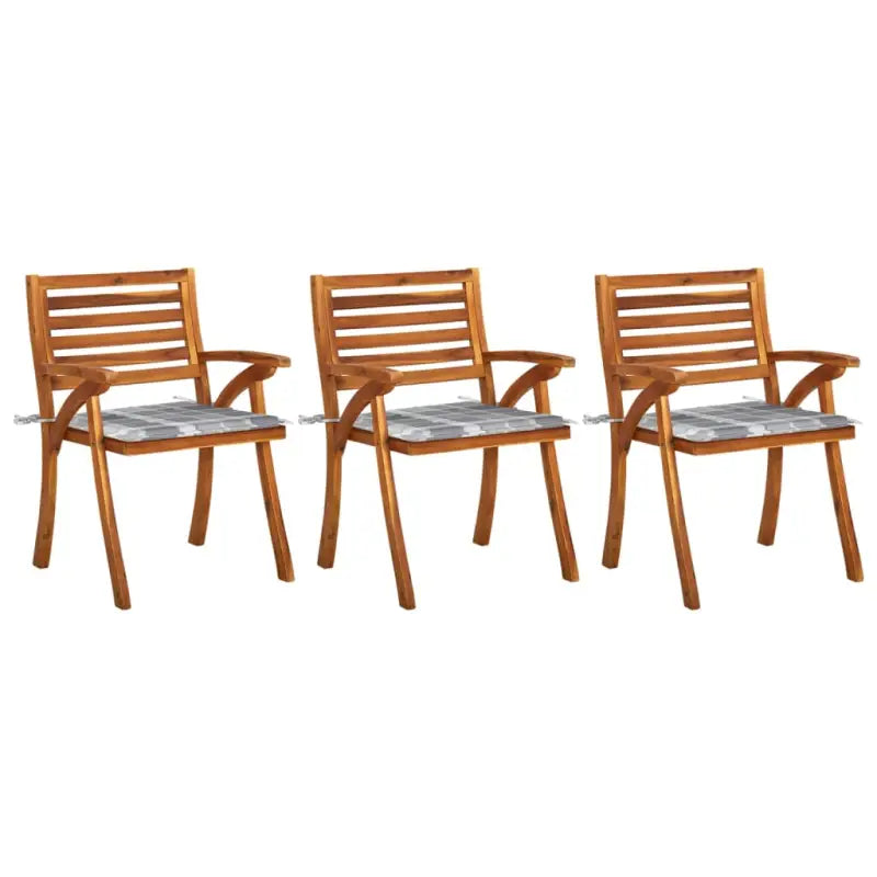 Trendy houten tuinstoelen set van massief acaciahout met sets touwtjes - Grijs ruitpatroon / 3 - Tuinstoelen