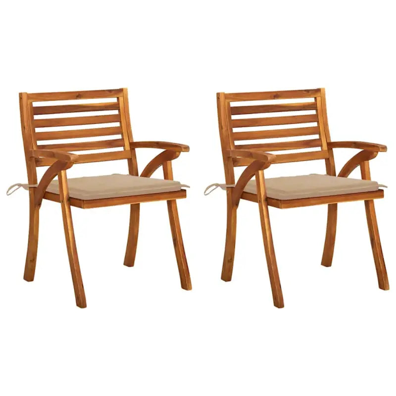Trendy houten tuinstoelen set van massief acaciahout met sets touwtjes - Beige / 2 - Tuinstoelen