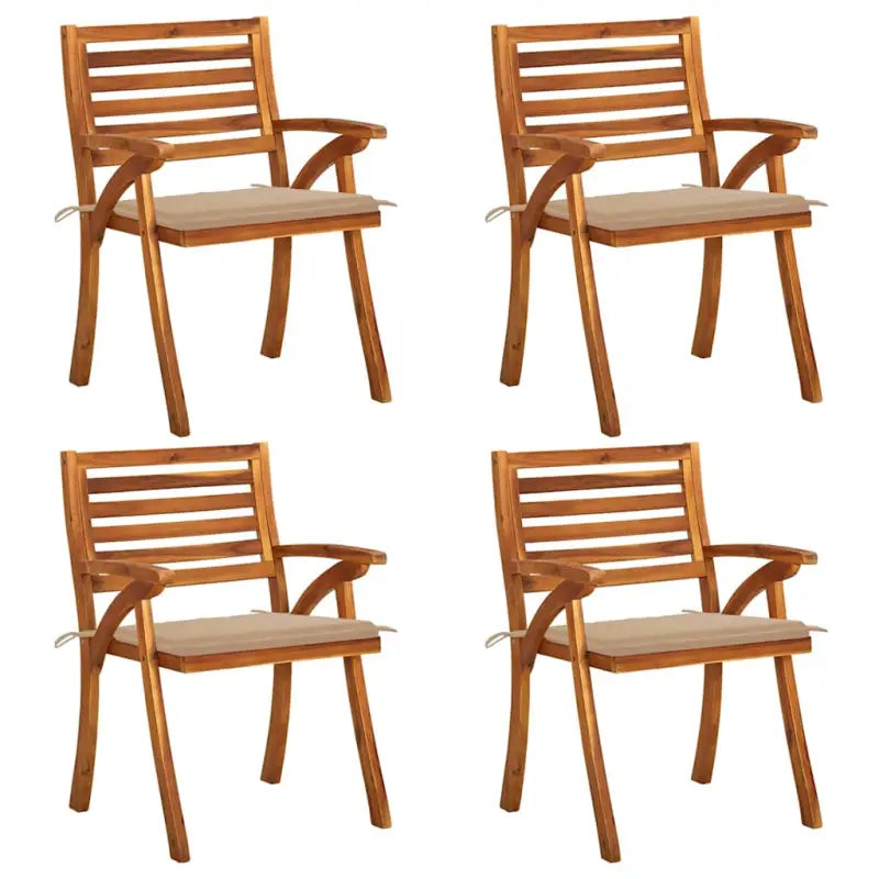 Trendy houten tuinstoelen set van massief acaciahout met sets touwtjes - Beige / 4 - Tuinstoelen