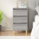 Trendy nachtkastje met houten poten en bewerkt hout voor een strak interieur - Grijs sonoma / 1 - Nachtkastjes