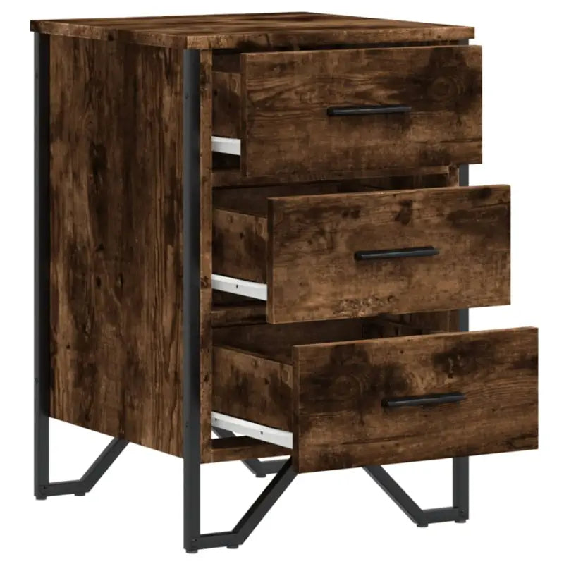 Trendy nachtkastje met metalen poten en bewerkt hout voor een strak interieur - Nachtkastjes