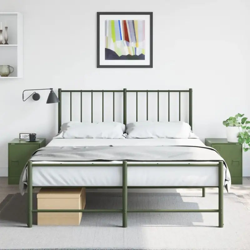 Trendy nachtkastje met stabiel frame van koudgewalst staal - Olijfgroen / 2 - Nachtkastjes
