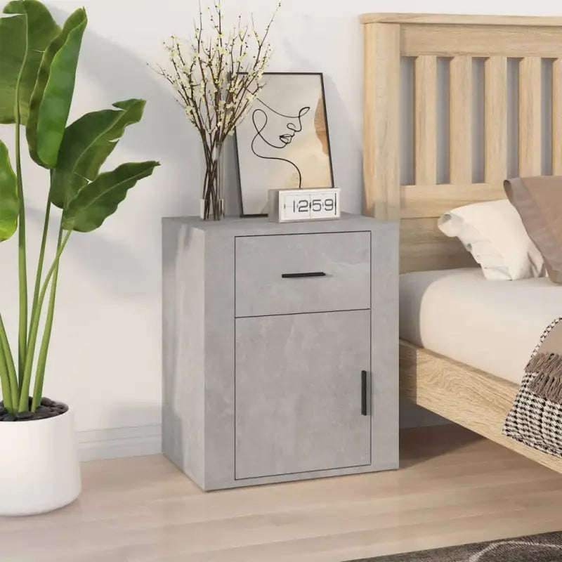 Trendy nachtkastje van bewerkt hout dat gemakkelijk schoon te maken - Betongrijs / 1 - Nachtkastjes