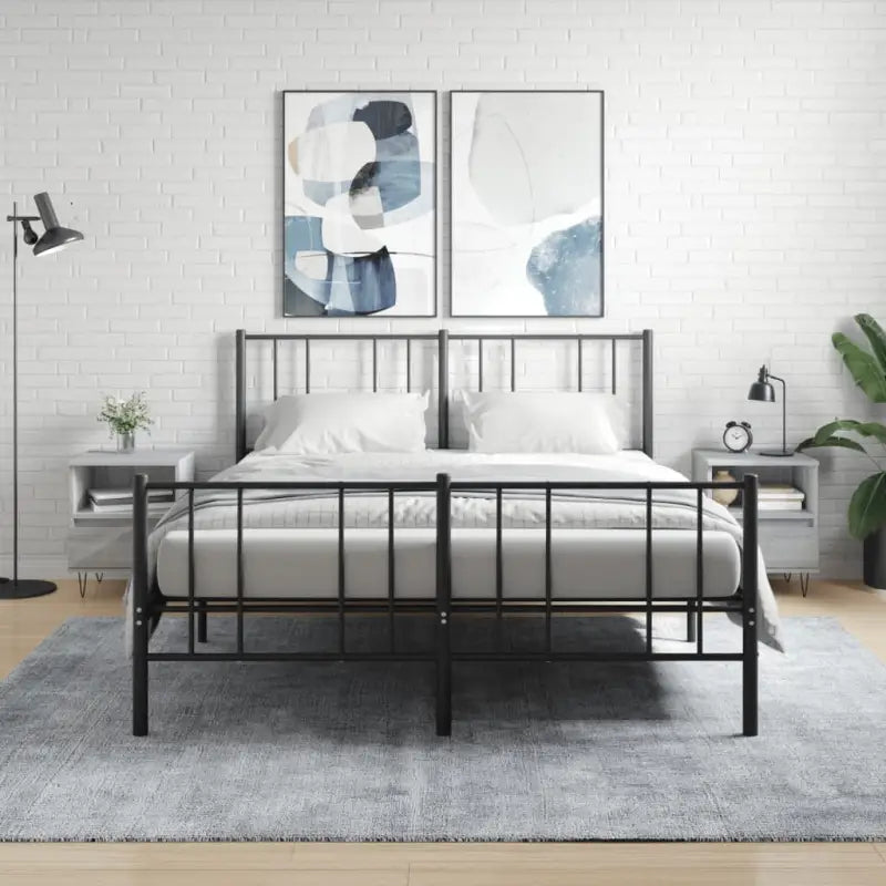 Trendy nachtkastjes met bewerkt hout en metalen poten voor een strak interieur - Grijs sonoma / 2 - Nachtkastjes