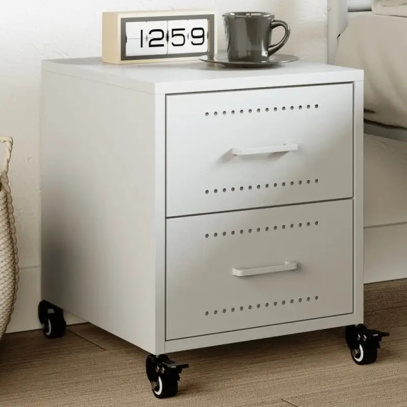Trendy nachtkastjes met stabiel koudgewalst staal frame - Wit / 1 - Nachtkastjes