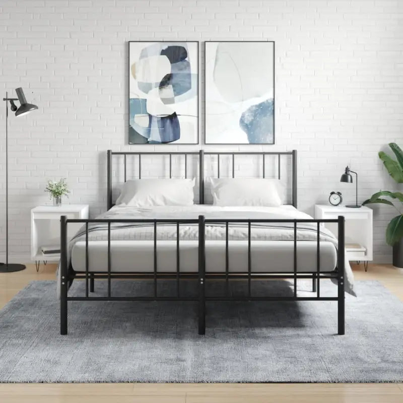 Trendy nachtkastjes van bewerkt hout met metalen poten voor een strak interieur - Hoogglans wit / 2 - Nachtkastjes