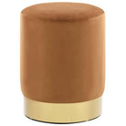 Trendy ronde poef met zacht pluche voor hoog zitcomfort - Bruin / 1 / Fluweel - Klapstoelen & krukken