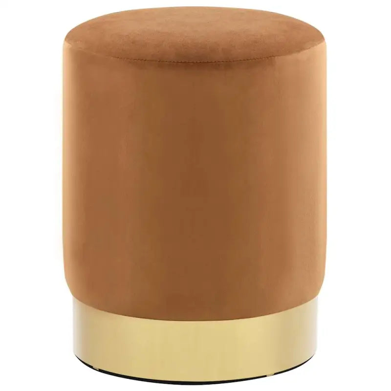 Trendy ronde poef met zacht pluche voor hoog zitcomfort - Bruin / 1 / Fluweel - Klapstoelen & krukken