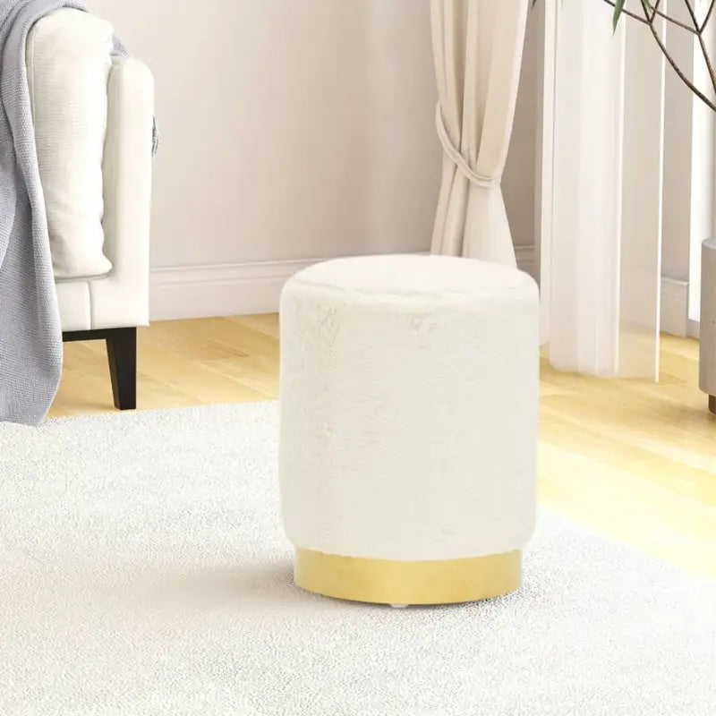 Trendy ronde poef met zacht pluche voor hoog zitcomfort - Klapstoelen & krukken