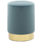 Trendy ronde poef met zacht pluche voor hoog zitcomfort - lichtblauw / 1 / Fluweel - Klapstoelen & krukken
