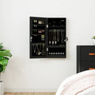 Trendy sieradenkast met LED-verlichting en bewerkt hout - Zwart / 1 - Spiegels