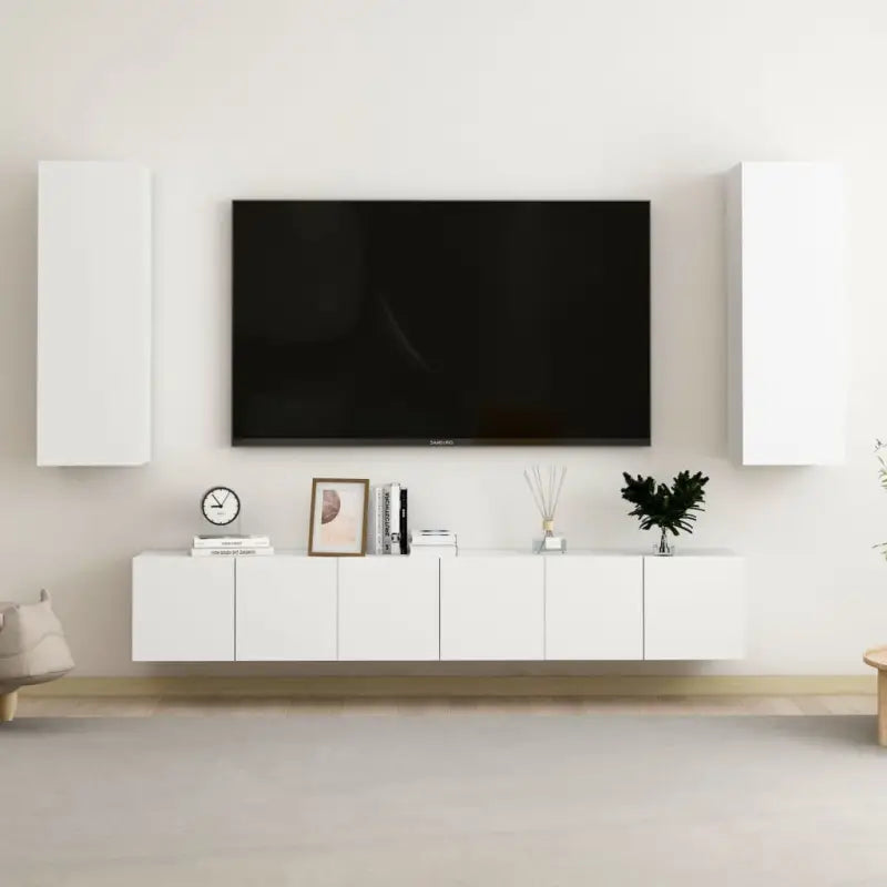 Trendy Televisiekast met muurbevestiging voor een tijdloze uitstraling - Wit / 1 / 180 cm - Tv-meubels