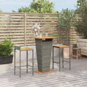 Trendy tuinbarset van massief acaciahout en poly rattan met aangename uitstraling - Grijs - Tuinsets