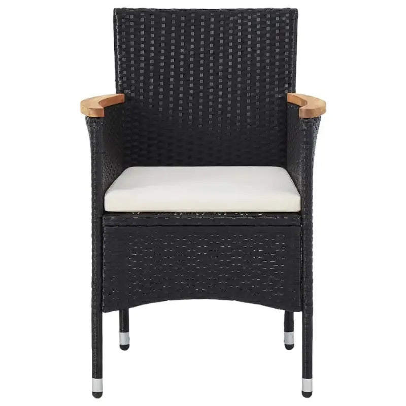 Trendy tuinset met poly rattan en natuurlijke olieafwerking - Zwart / Ø 80 cm table - Tuinsets