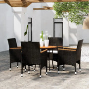 Trendy tuinset met poly rattan en natuurlijke olieafwerking - Zwart / Ø 80 cm table - Tuinsets