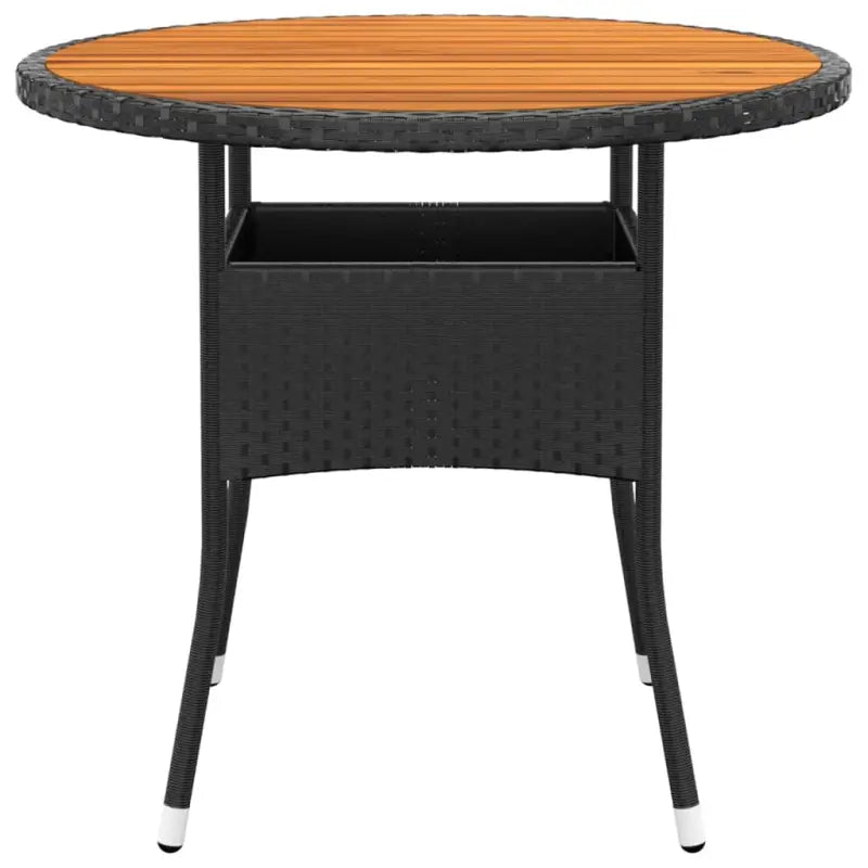 Trendy tuinset met poly rattan en natuurlijke olieafwerking - Zwart / Ø 80 cm table - Tuinsets