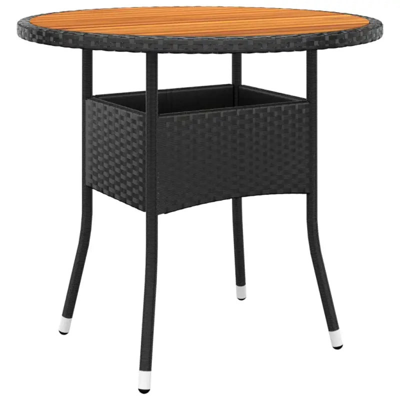 Trendy tuinset met poly rattan en natuurlijke olieafwerking - Zwart / Ø 80 cm table - Tuinsets
