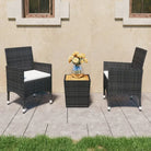 Trendy tuinset met poly rattan en warm massief acaciahout stijl - Zwart en bruin - Tuinsets