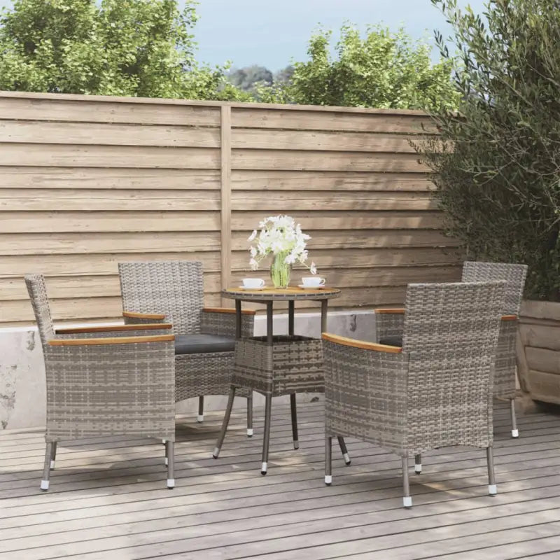 Trendy tuinset van poly rattan en gepoedercoat staal in zwart materiaal - Grijs - Tuinsets