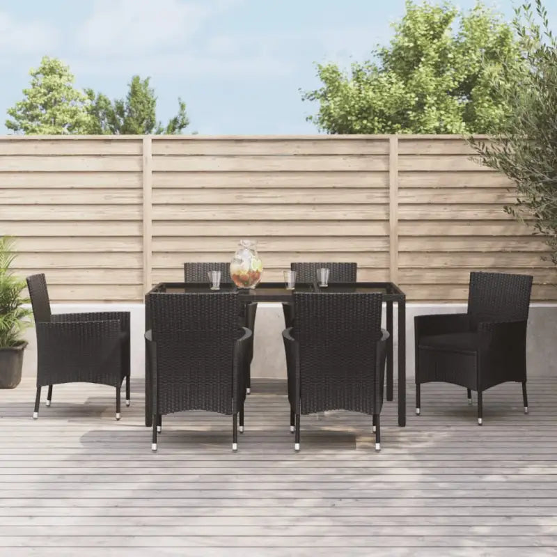Trendy tuinset van poly rattan in zwart materiaal voor eenvoudig schoonmaken - 150 cm tafellengte - Tuinsets
